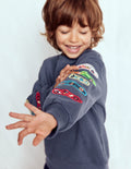 Applique Sweatshirt-Vintage Indigo Cars