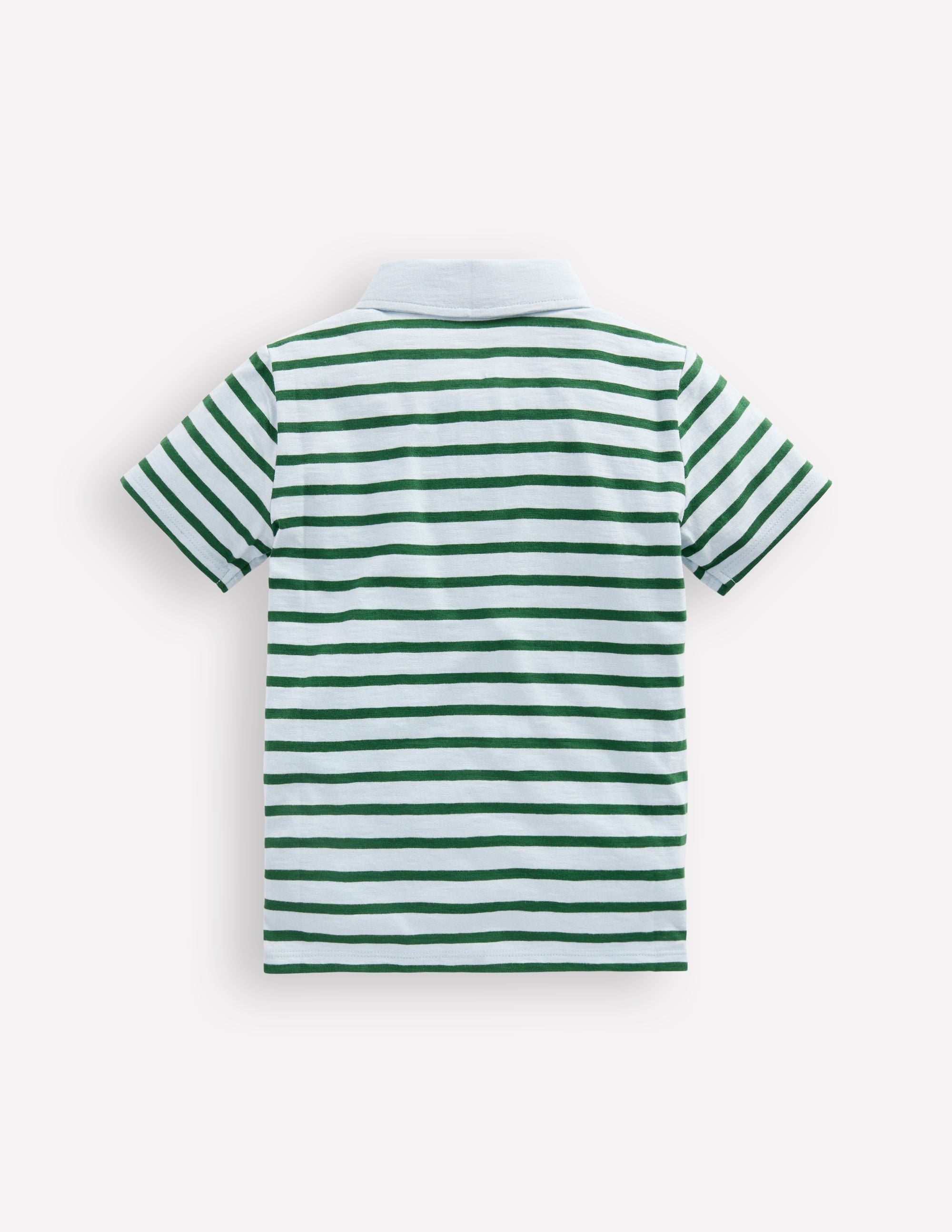 Slub Polo Shirt-Misty Blue/ Pine Green