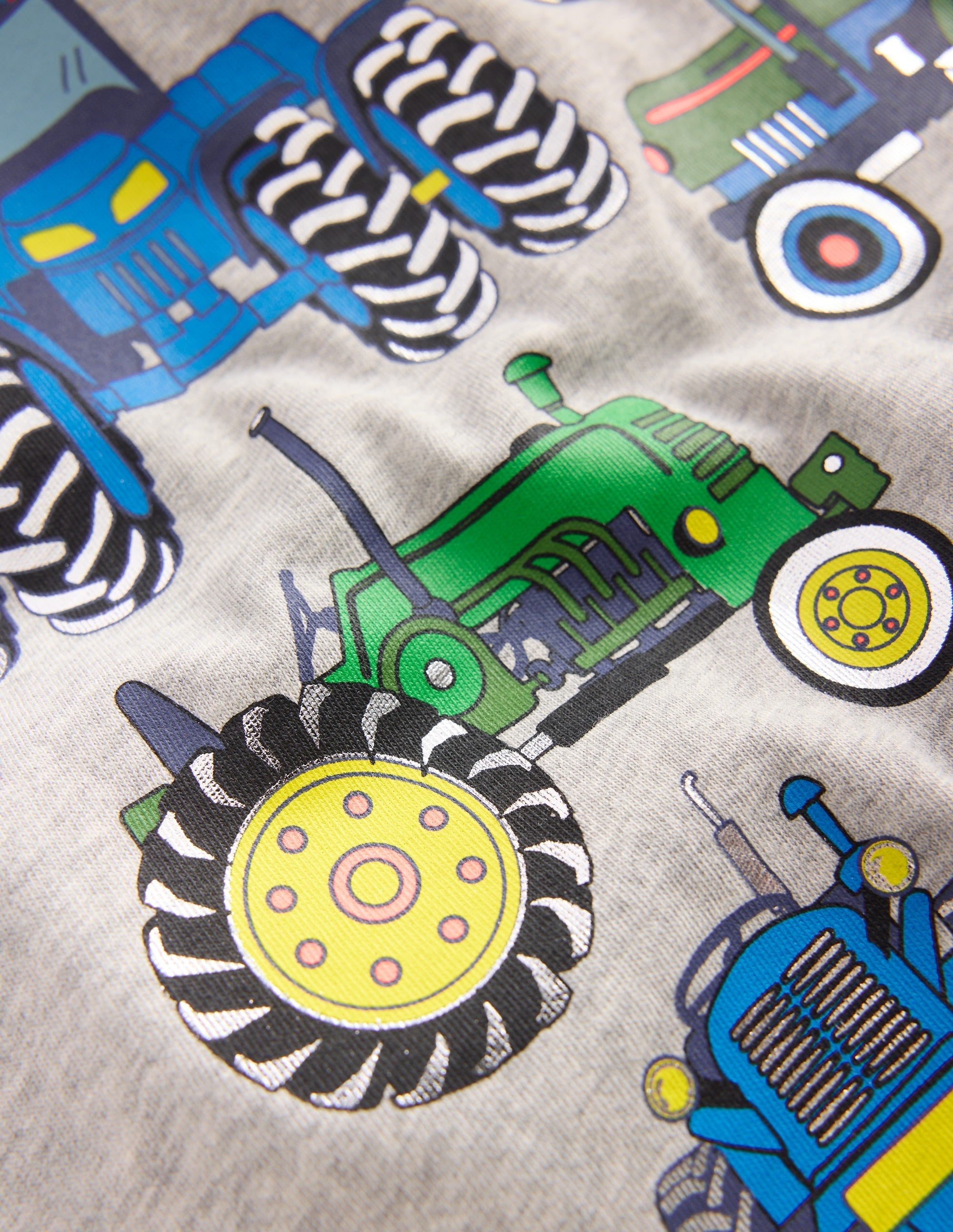 Long Sleeve Printed T-shirt-Grey Marl Tractor