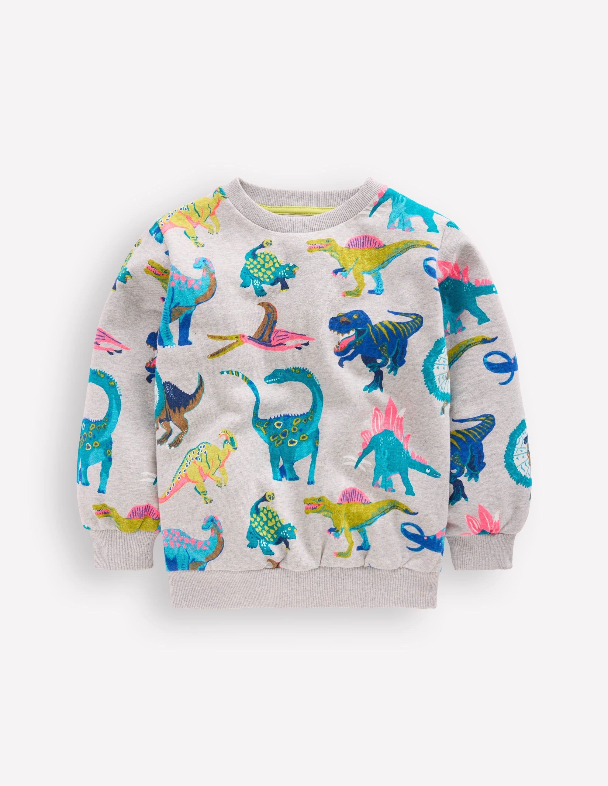Everyday Printed Sweatshirt-Grey Dinos