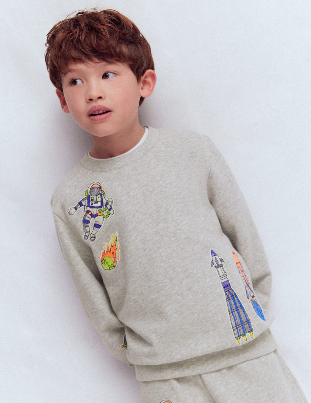 Badge Sweatshirt-Grey Marl Space