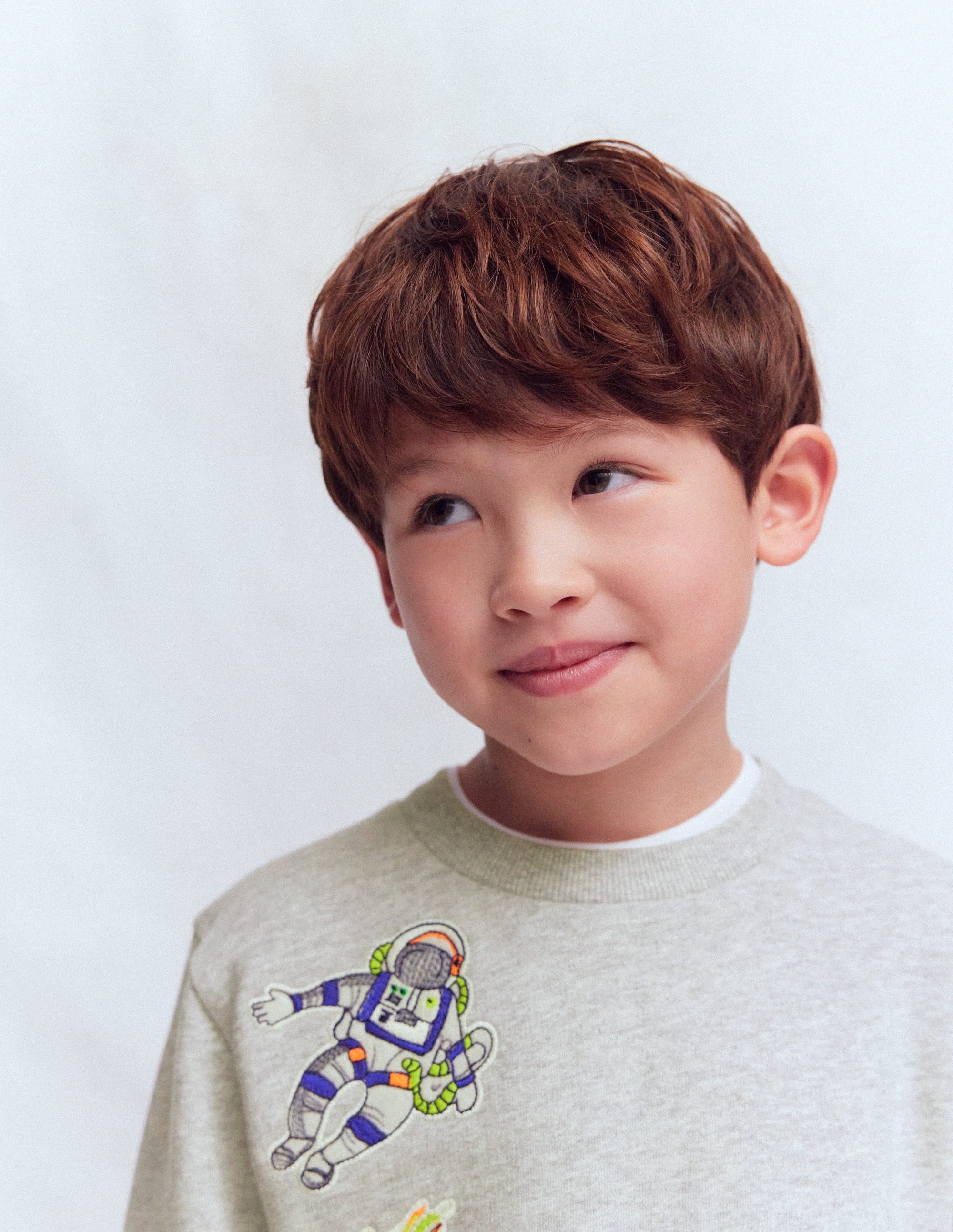 Badge Sweatshirt-Grey Marl Space