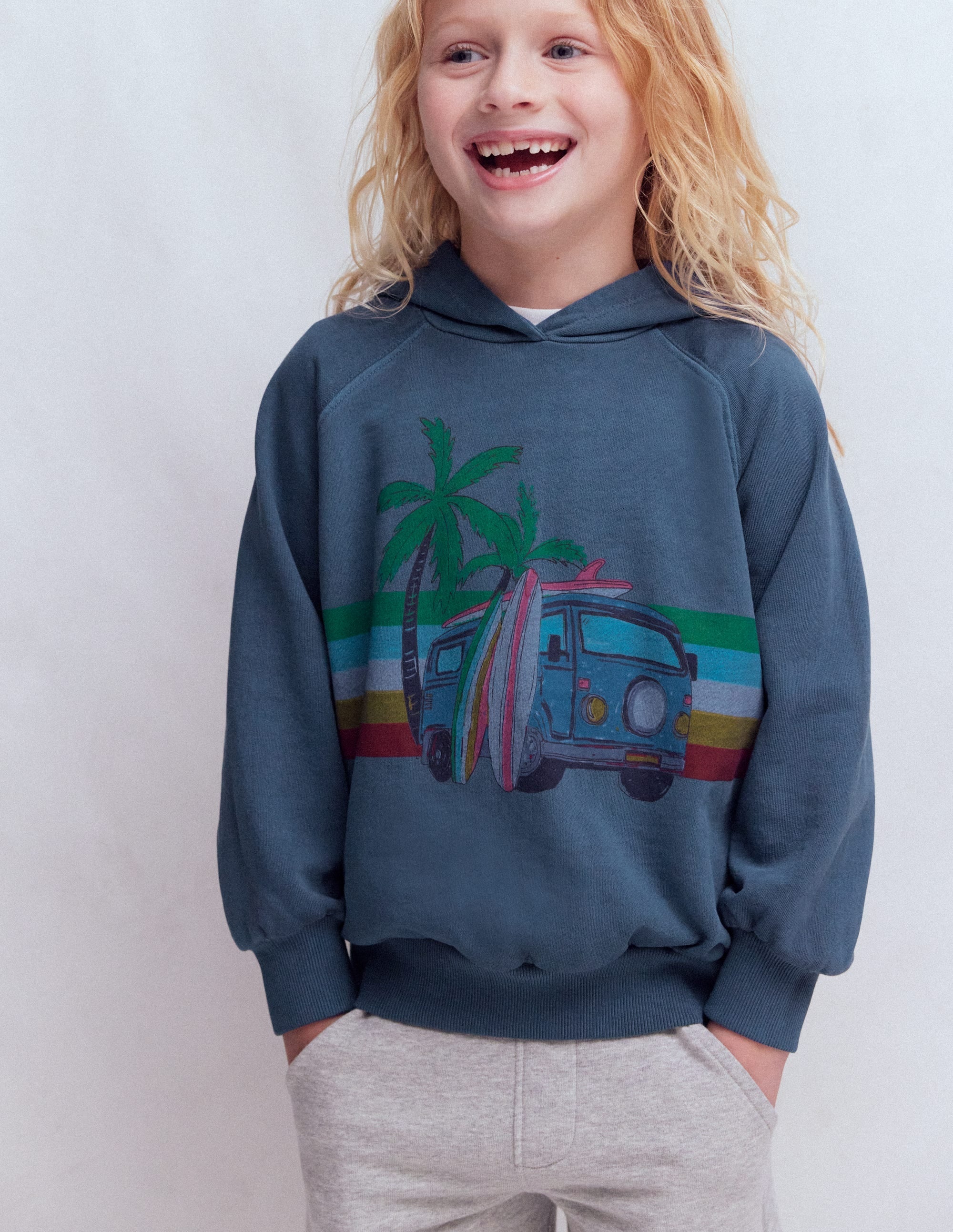 Garment Dye Graphic Hoodie-Holiday Car